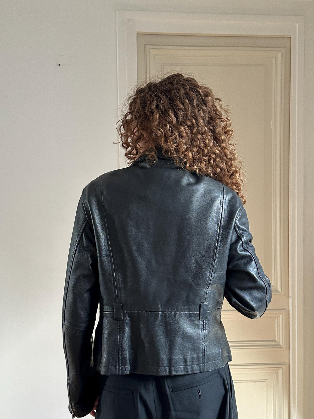 Vintage Black Leather Moto Jacket