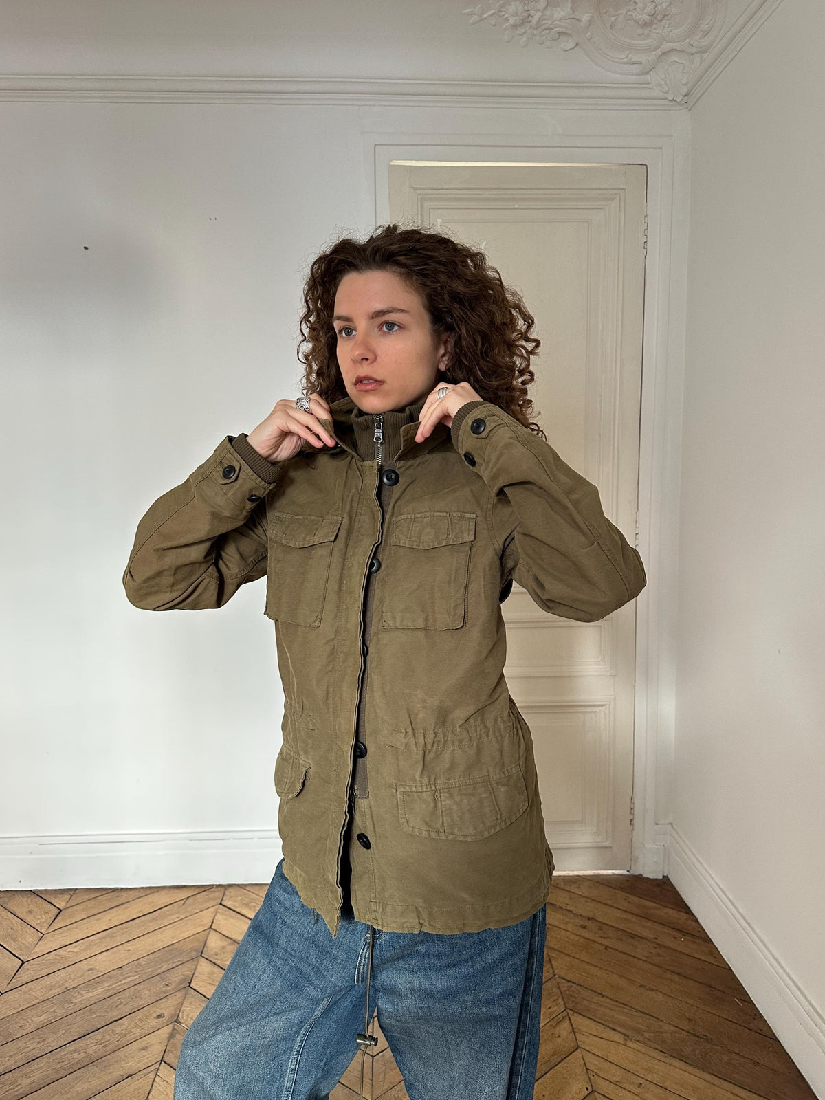Vintage Ralph Lauren Polo Jeans Military Field Jacket in Khaki Green