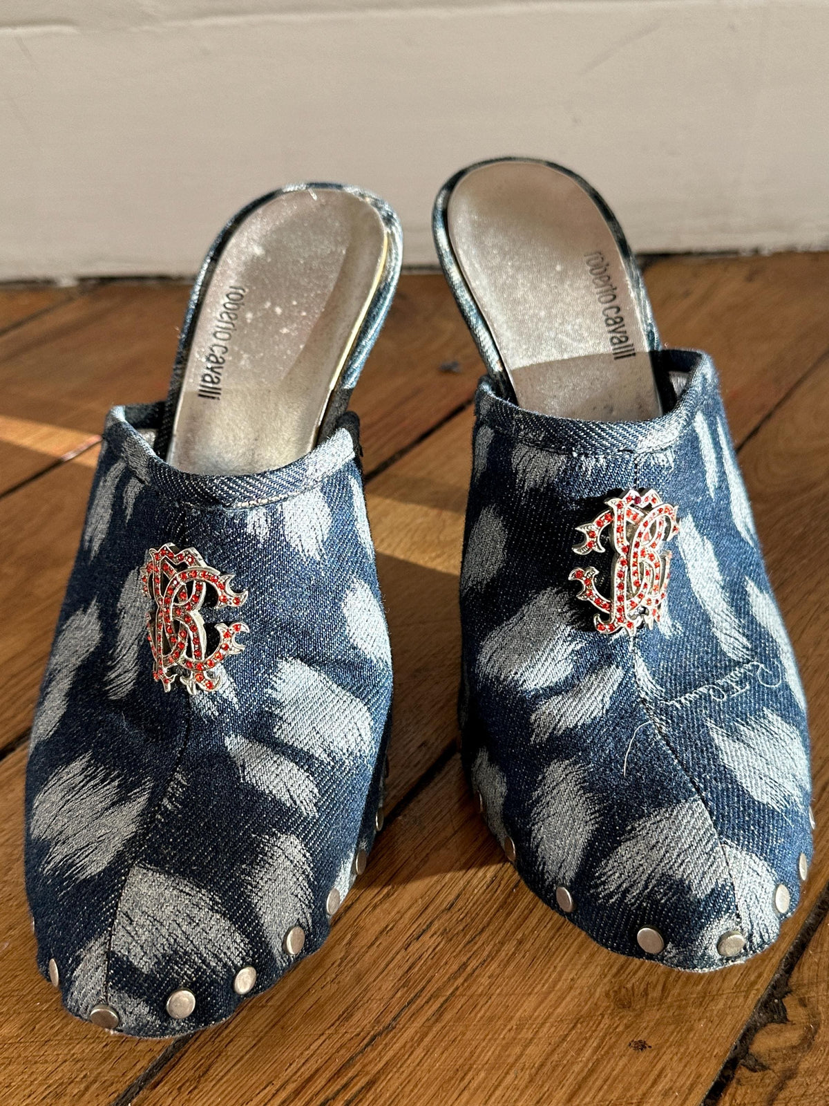 Vintage Y2K Roberto Cavalli Denim Blue Mules I US 6.5
