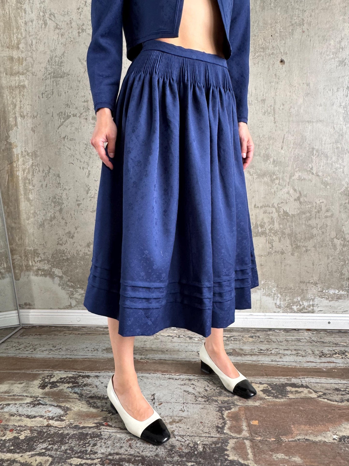 Vintage Traditional Floral Bolero and Skirt Set in Blue