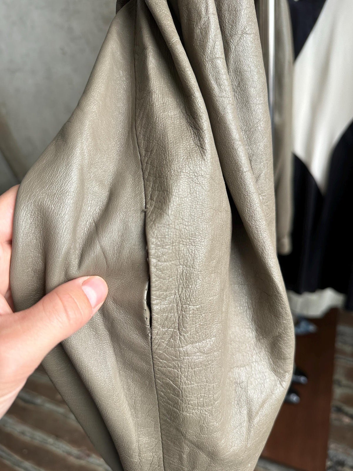 Vintage Oversized Leather Grey Bomber Jacket