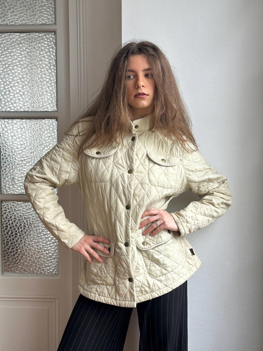 Vintage Barbour workwear quilted jacket in beige