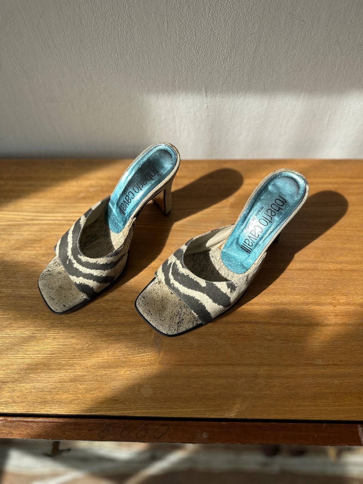 Vintage Roberto Cavalli Zebra Print Mules I US 6.5