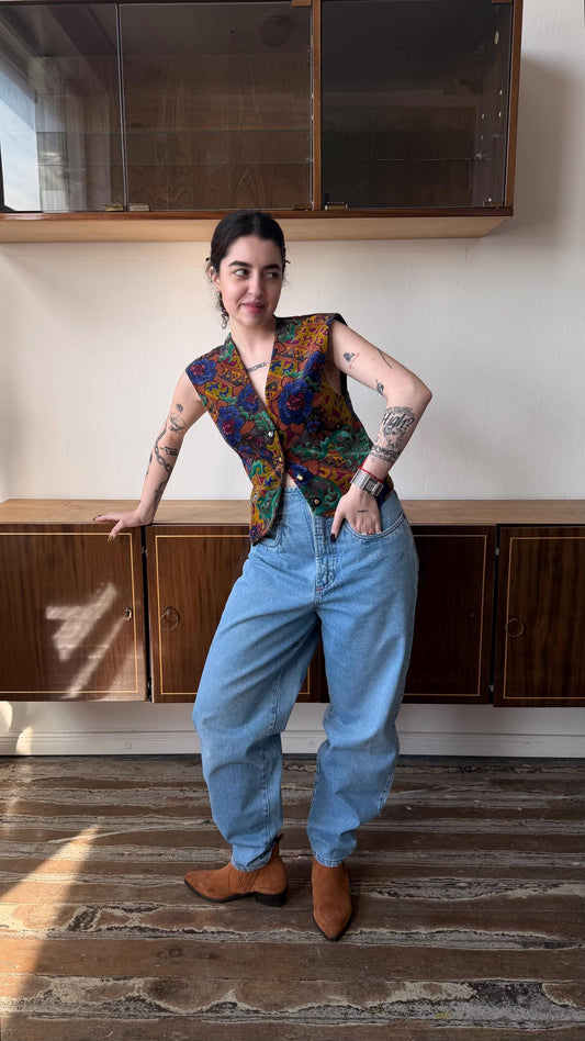 Vintage Light Wash Mom Jeans, 90s High Waist Cotton Denim Pants