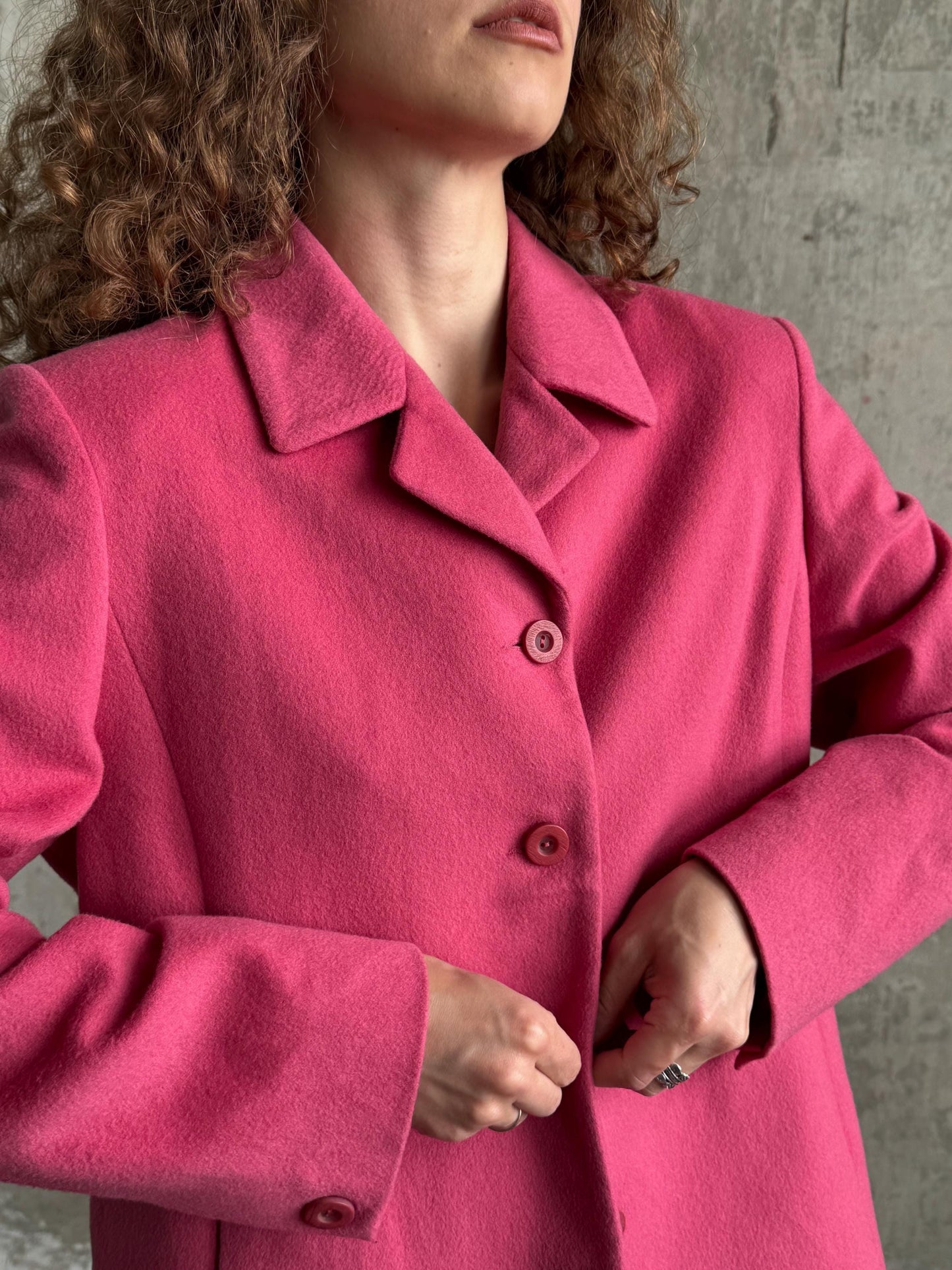 Vintage Soft Wool Blazer In Pink