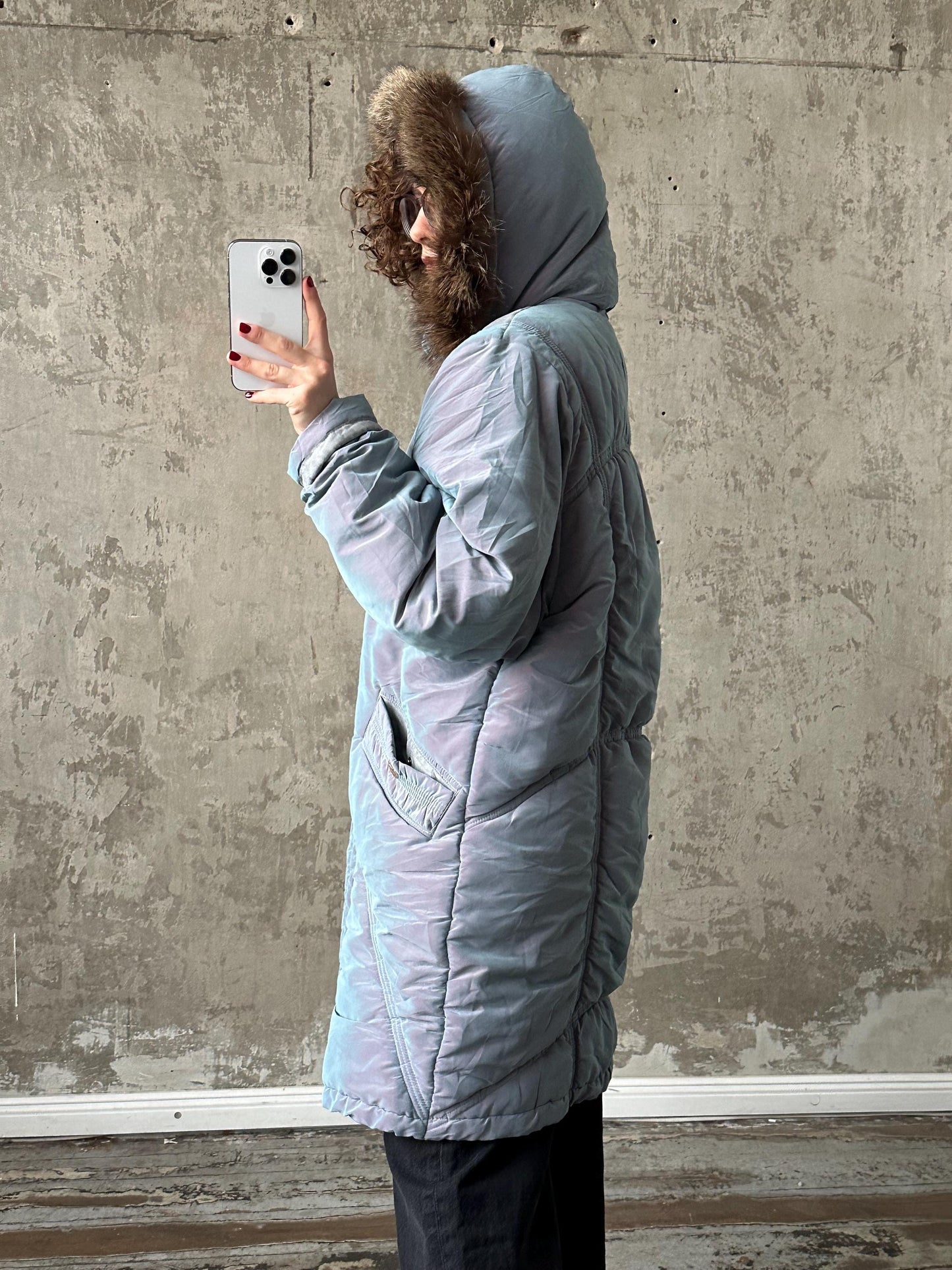 Vintage 90s grey hooded parka, 90s jacket coat