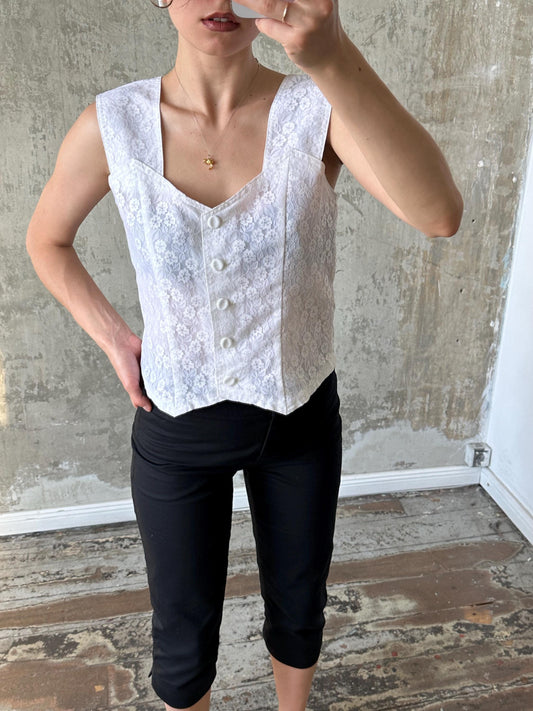 Vintage summer summer lace corset top in white