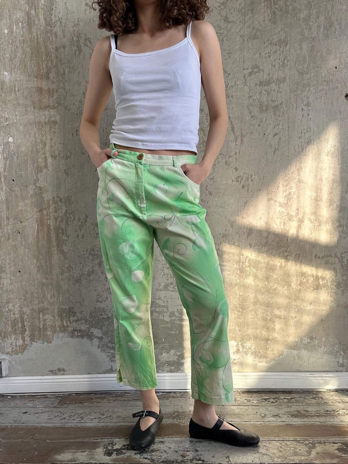 Vintage ESCADA Sport Floral Jeans, High Rise Cotton Blend
