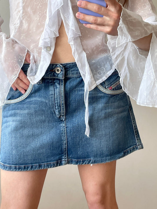 Vintage y2k DIESEL denim mini skirt in blue