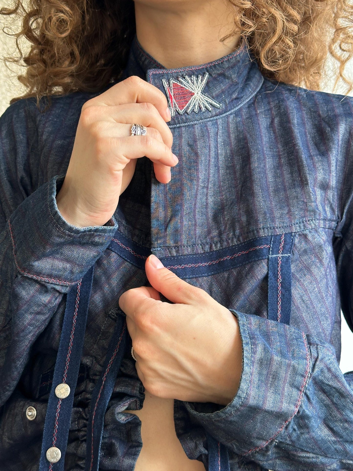 Vintage Y2K Marithé + François Girbaud Dark Denim Lace-Up Jacket
