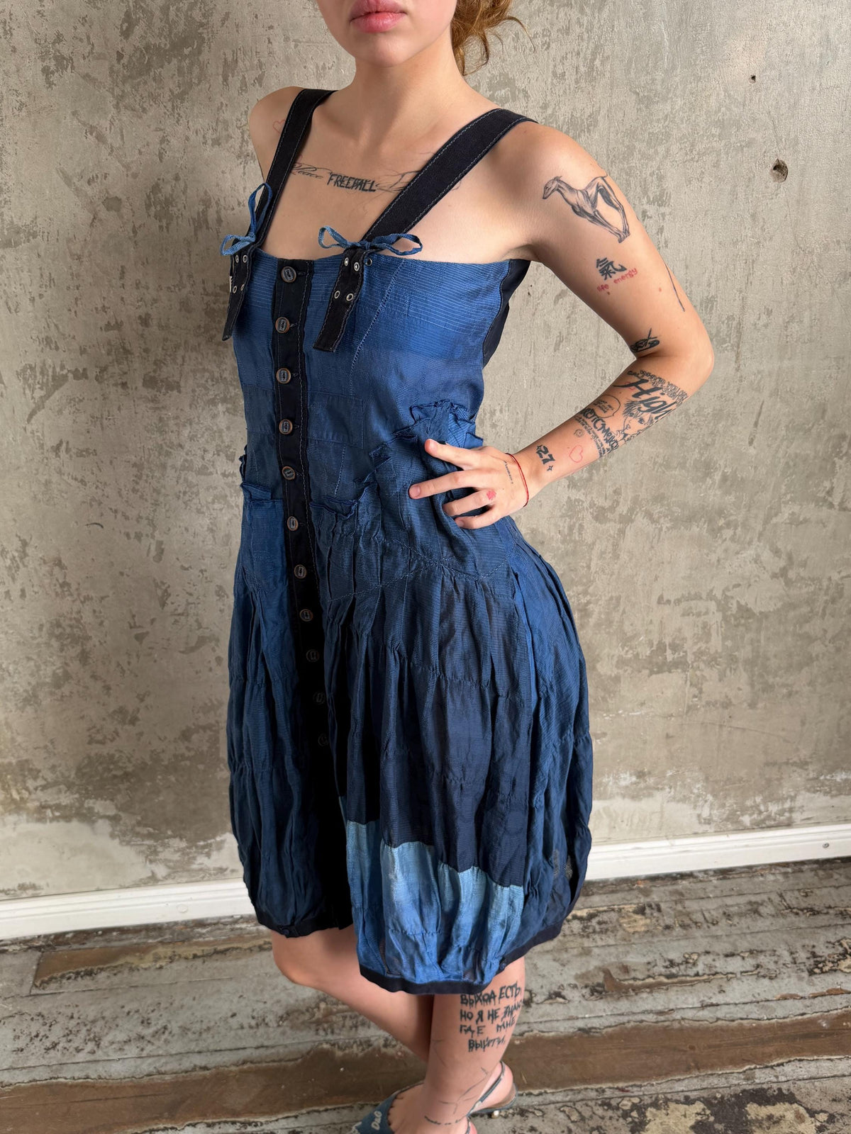 Vintage Jean de Marithé + François Girbaud Avant Garde Utility Dress in Blue