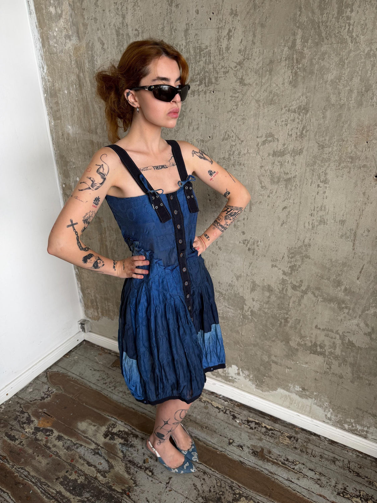 Vintage Jean de Marithé + François Girbaud Avant Garde Utility Dress in Blue