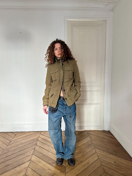 Vintage Ralph Lauren Polo Jeans Military Field Jacket in Khaki Green