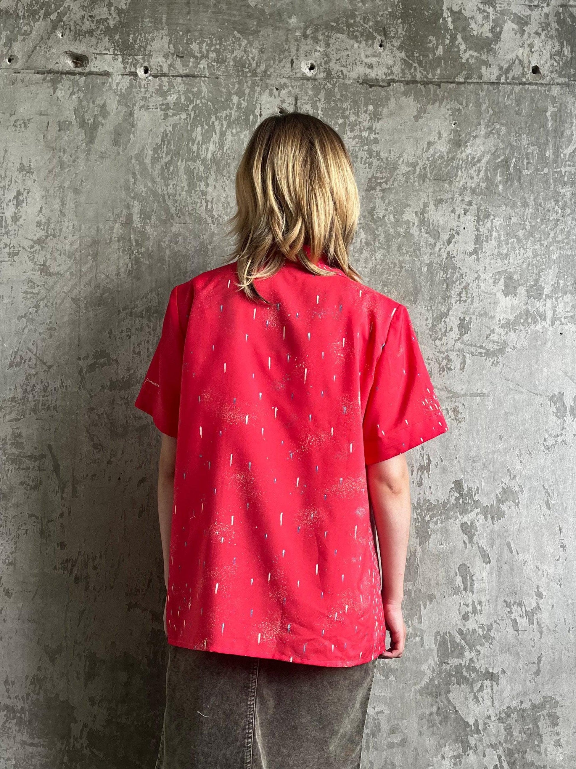 Vintage abstract pattern blouse in red