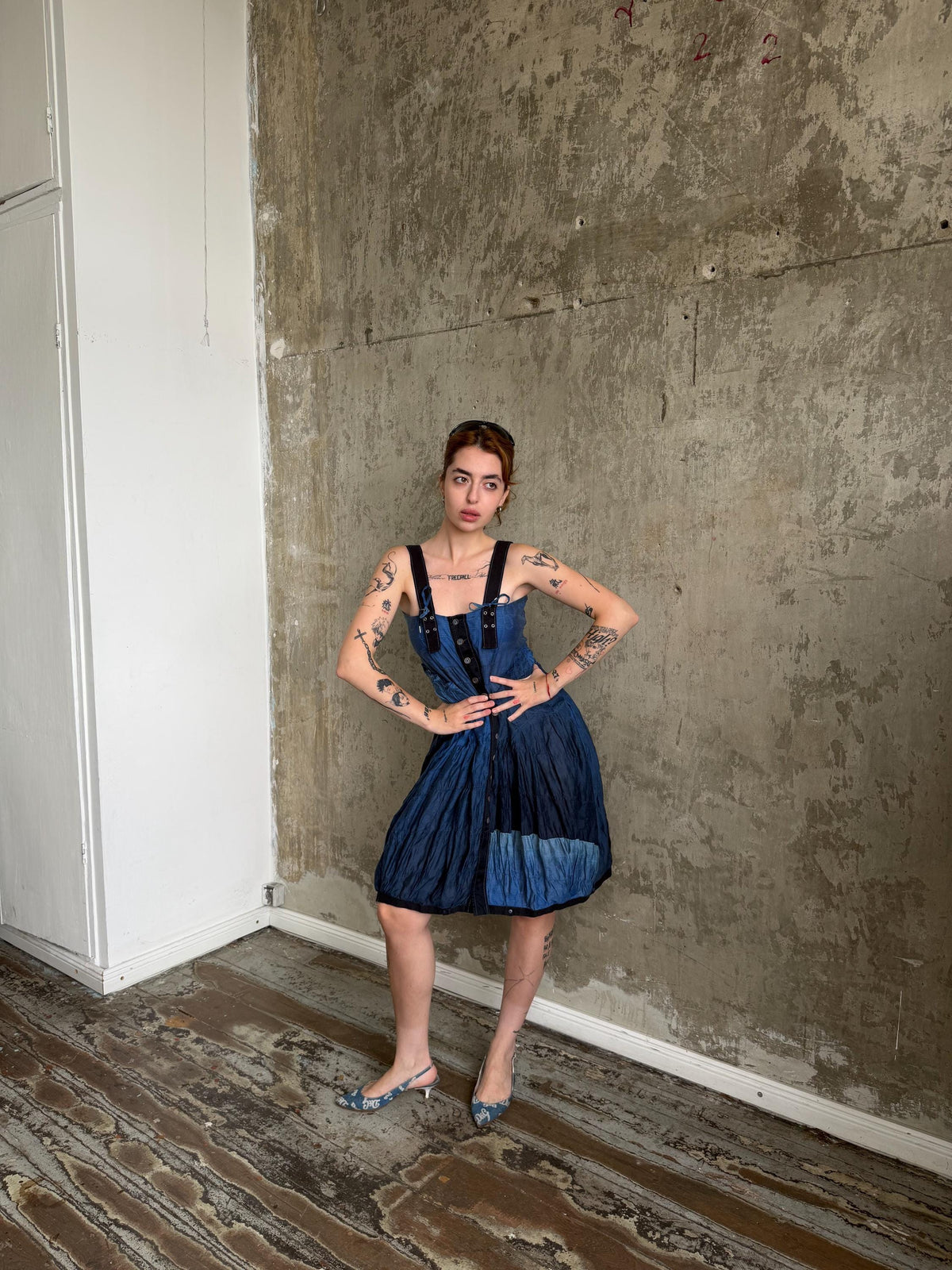Vintage Jean de Marithé + François Girbaud Avant Garde Utility Dress in Blue