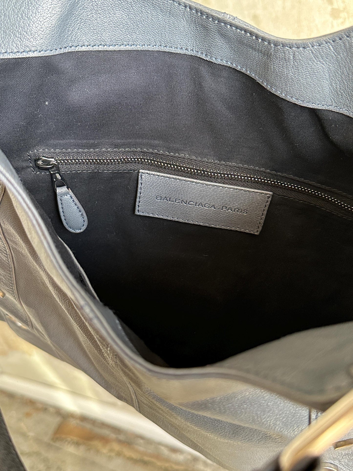 Vintage Balenciaga Grey Leather Tote Bag
