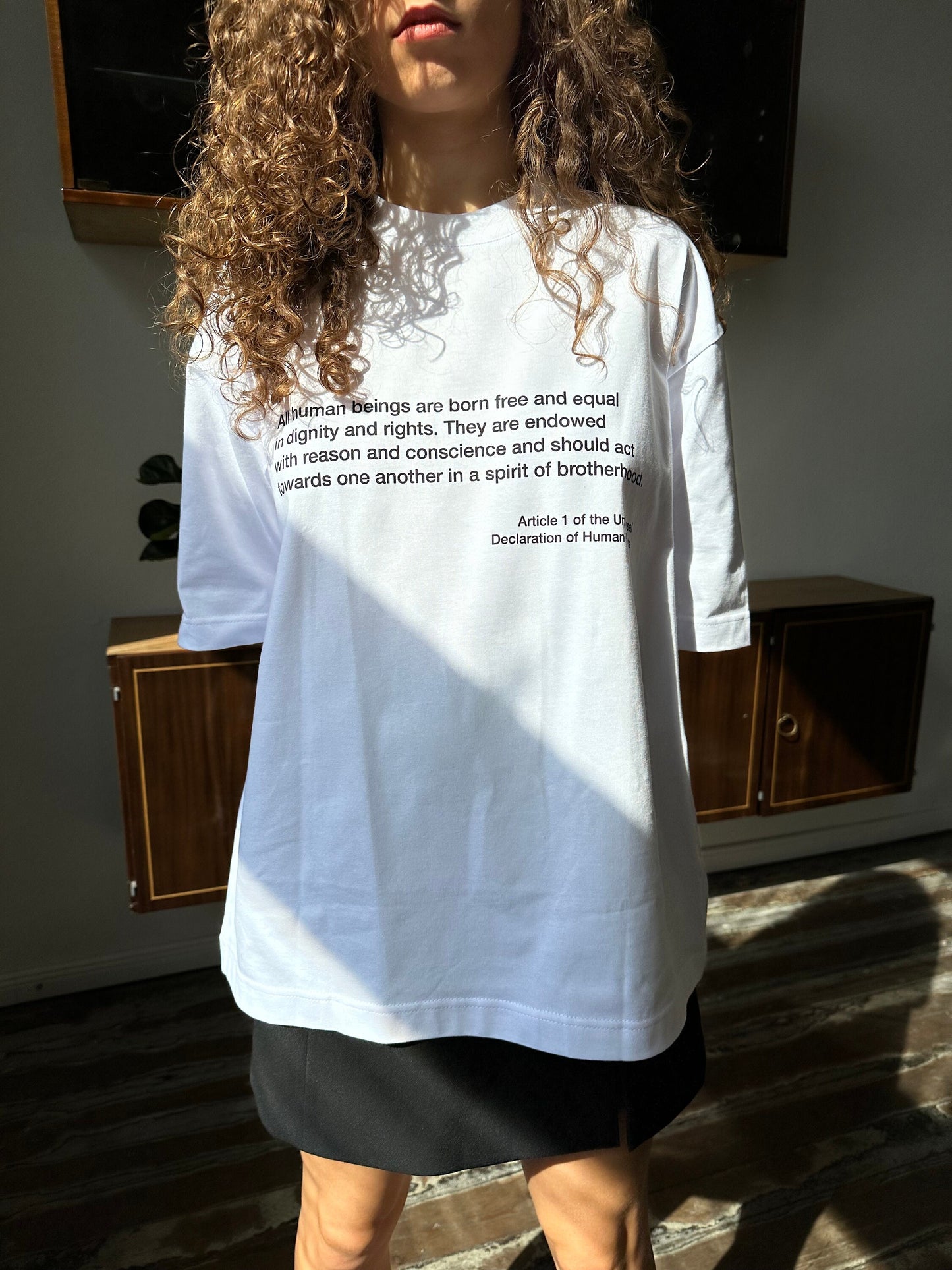Oversized unisex printed cotton t-shirt in white