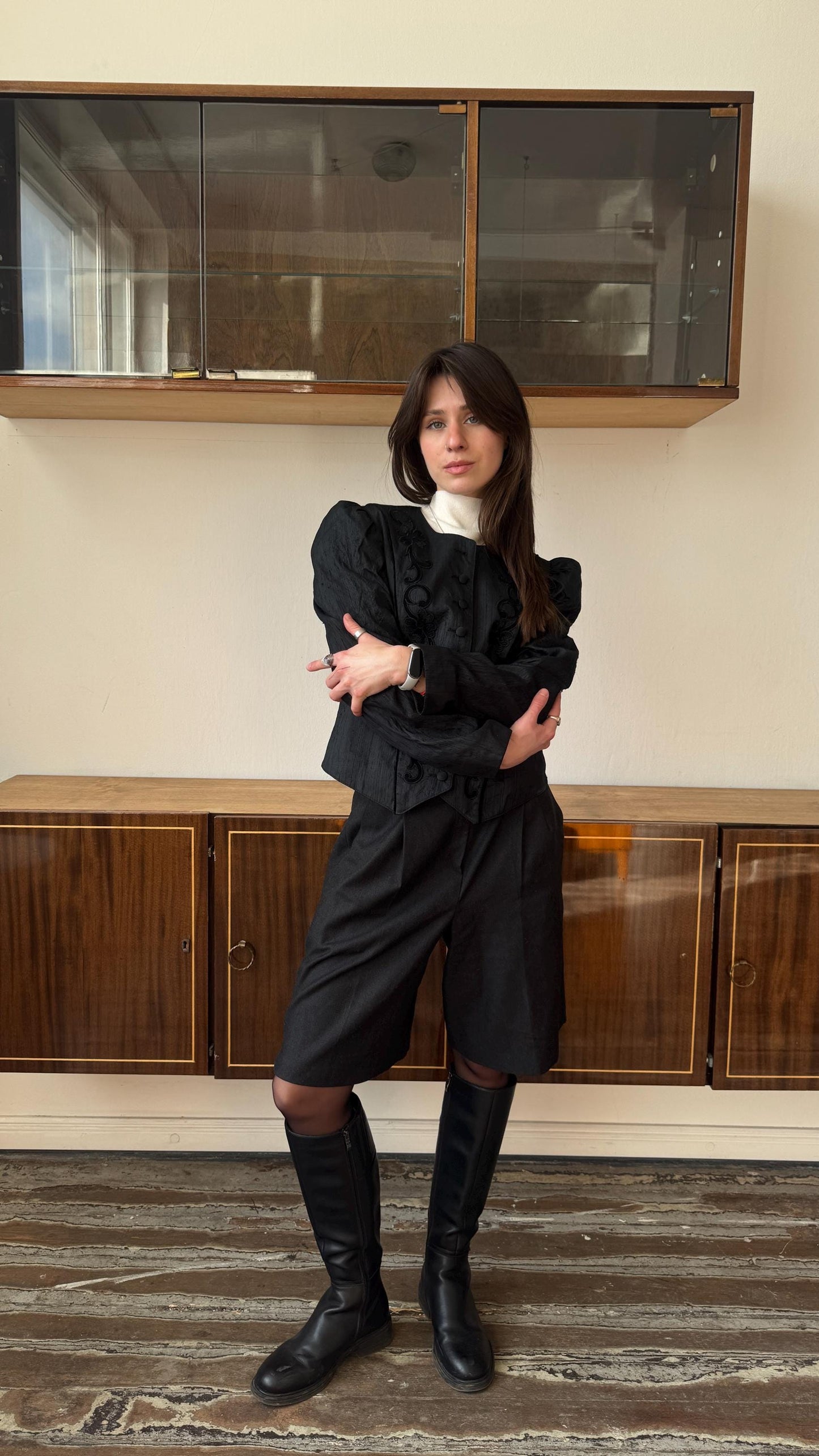 Vintage Victorian-Inspired Embroidered Blouse in Black