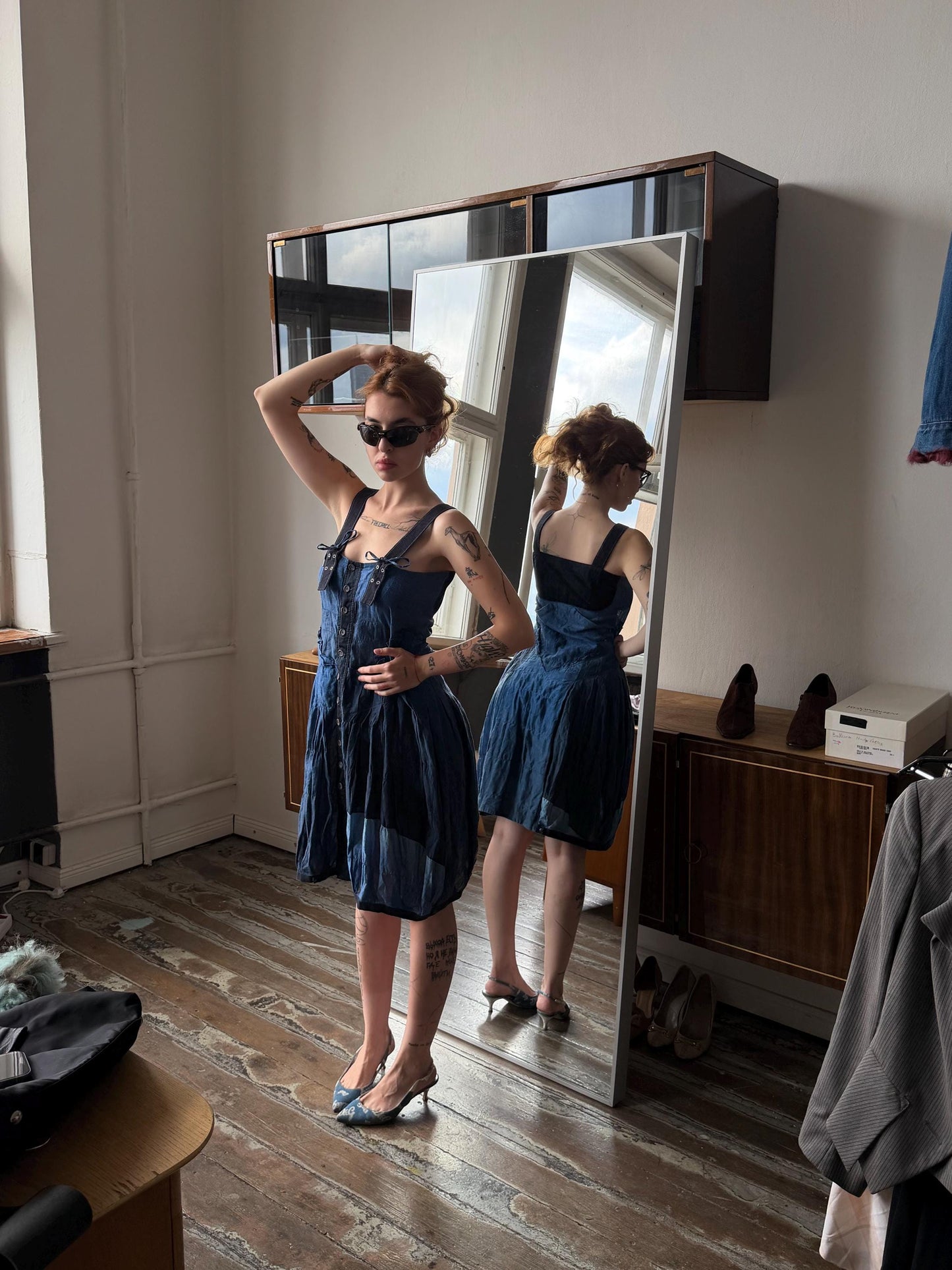 Vintage Jean de Marithé + François Girbaud Avant Garde Utility Dress in Blue
