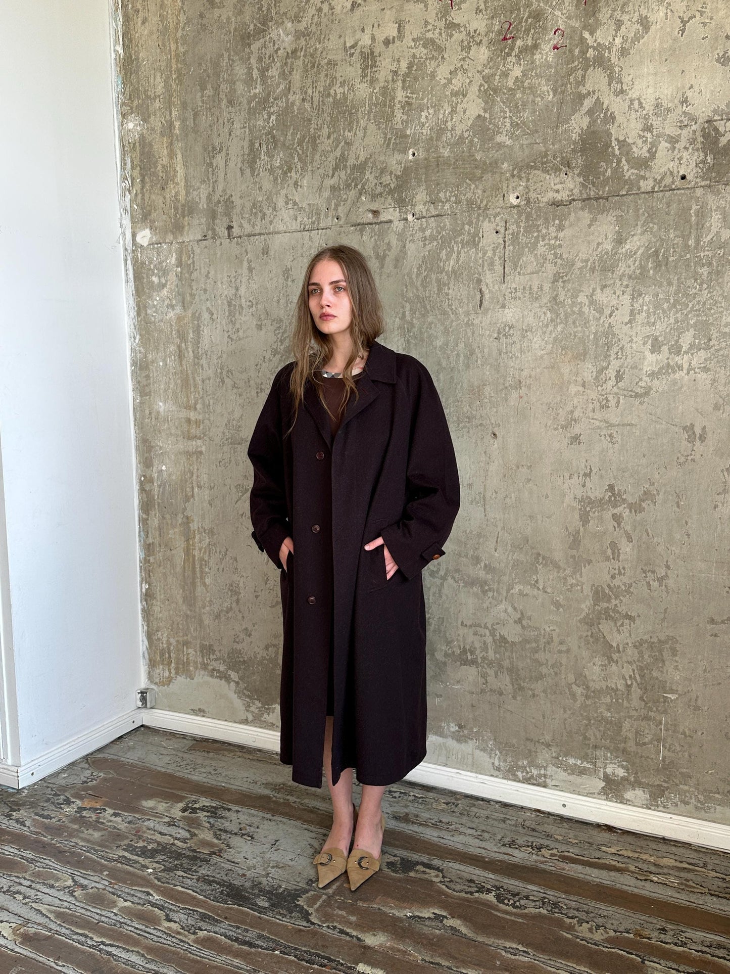 Vintage Lodenfrey Purple Wool Coat | Long Oversized Austrian Loden Coat