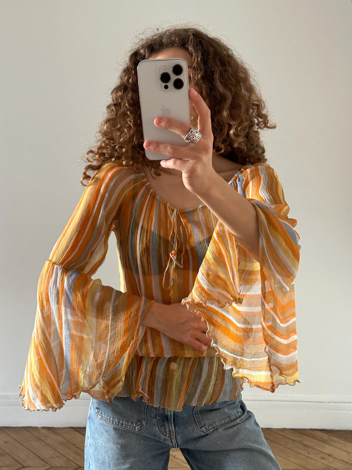 Vintage Moschino Cheap and Chic Silk Blouse in Orange