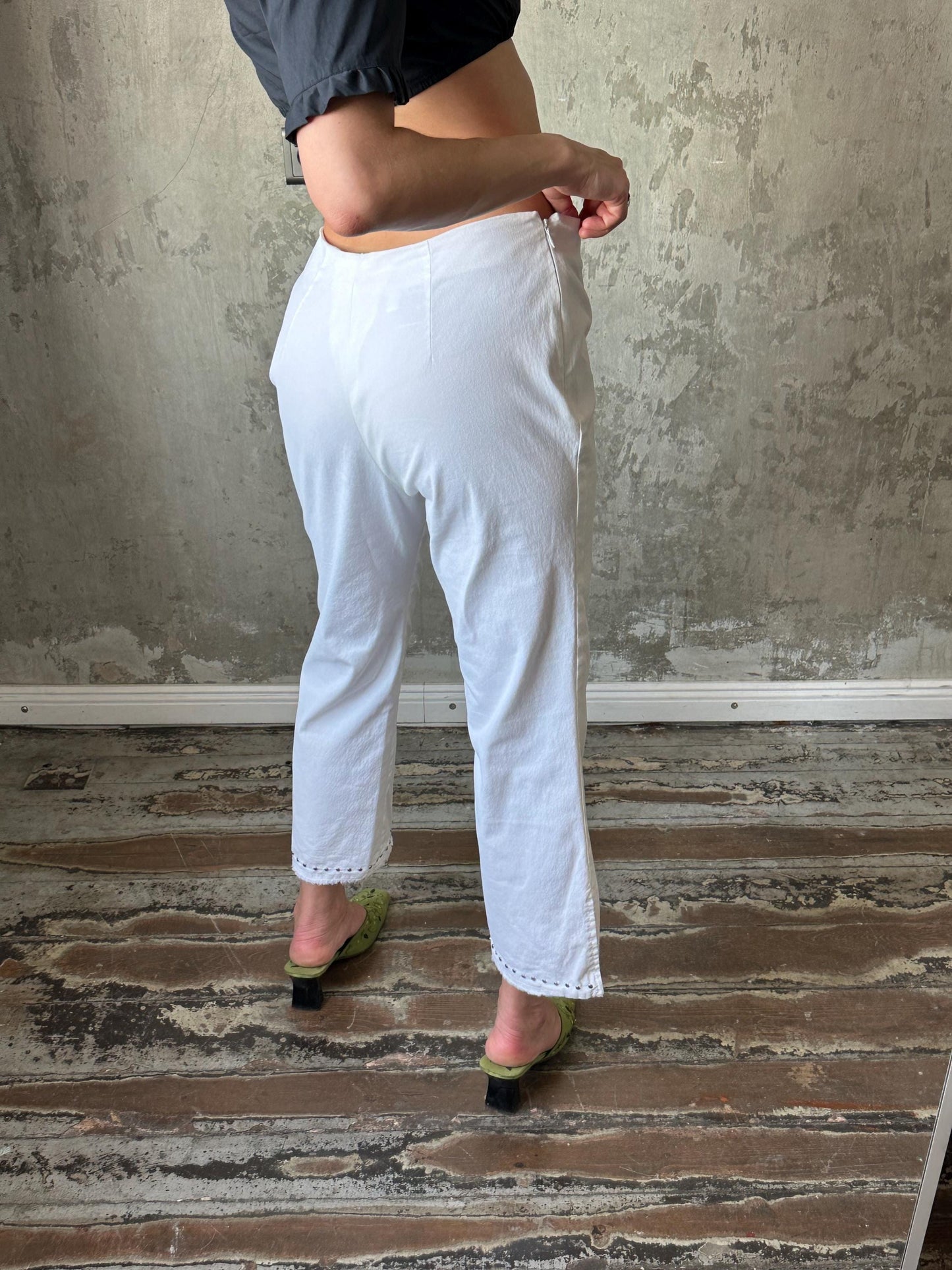 Vintage y2k ankle cotton pants in white