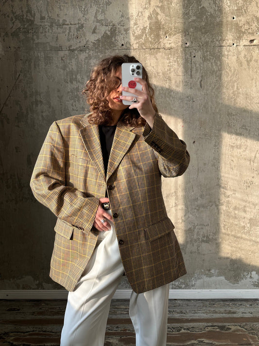 Vintage 90s oversized check blazer, wool blazer