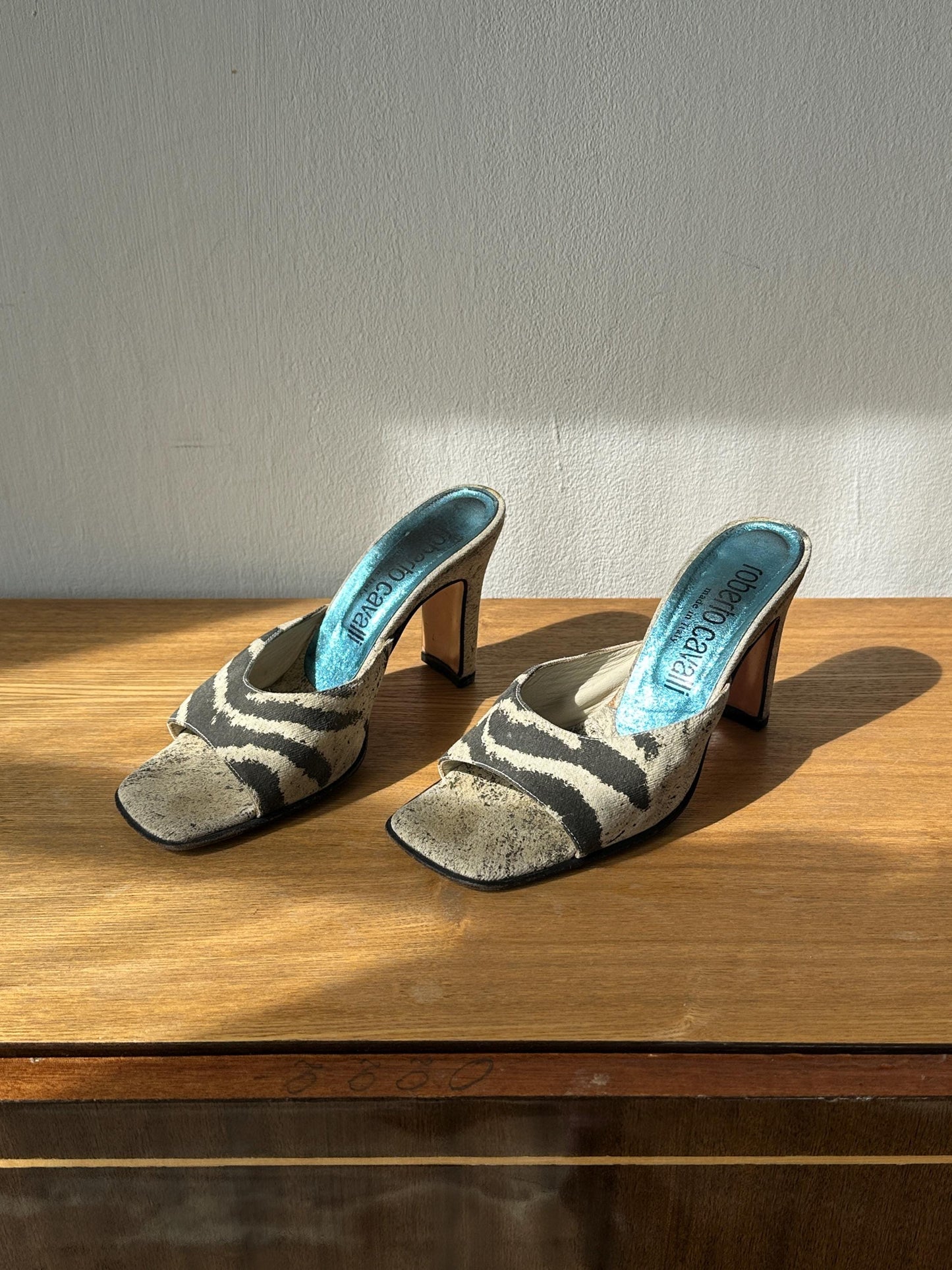 Vintage Roberto Cavalli Zebra Print Mules I US 6.5