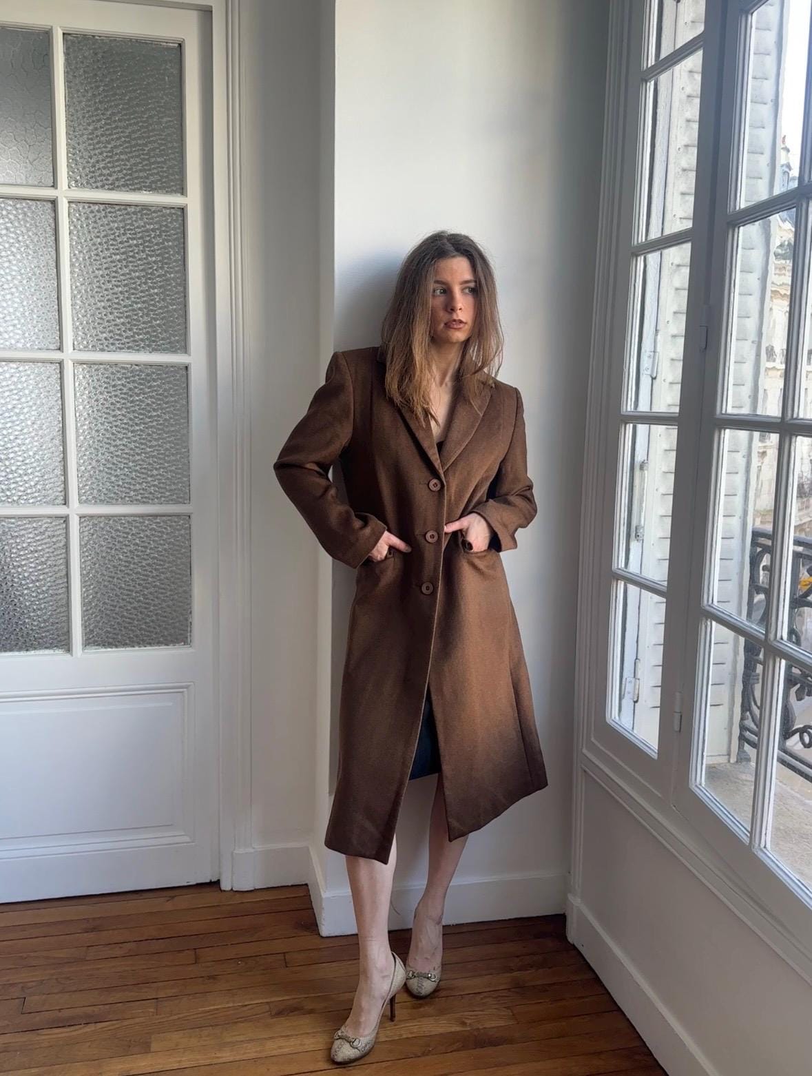 Vintage Cashmere and Wool Coat In Brown