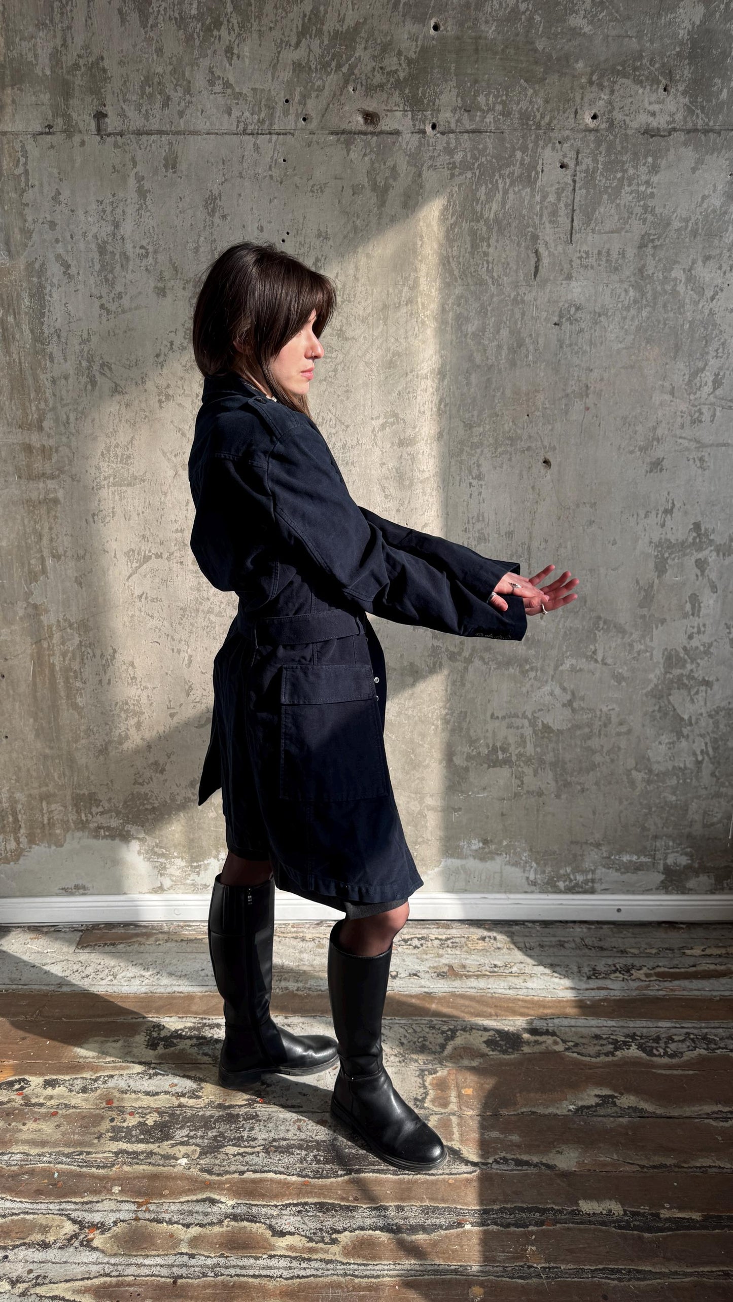 Vintage SISLEY belted coat in dark blue
