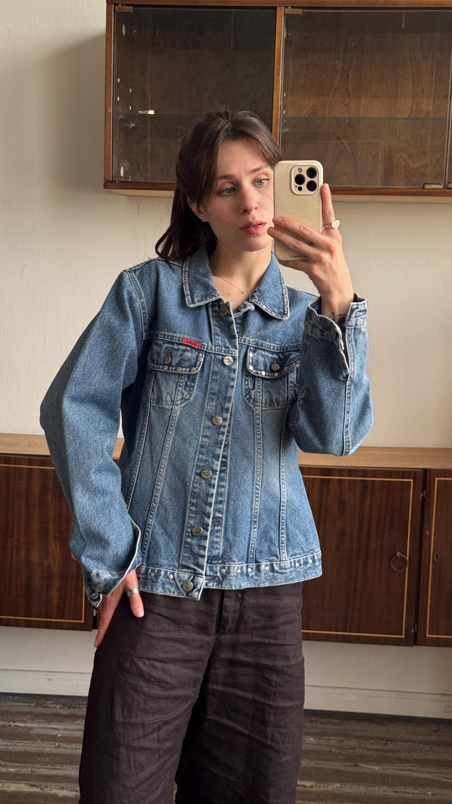 Vintage oversized denim jeans jacket in blue