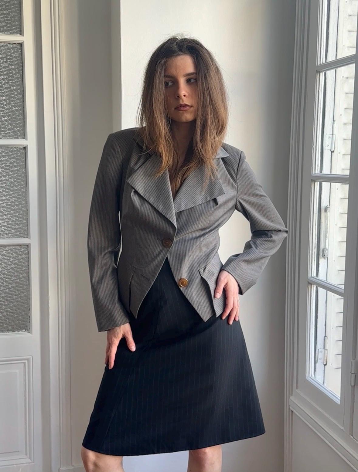 Vivienne Westwood Red Label Vintage Wool Pin Stripe Blazer in Grey