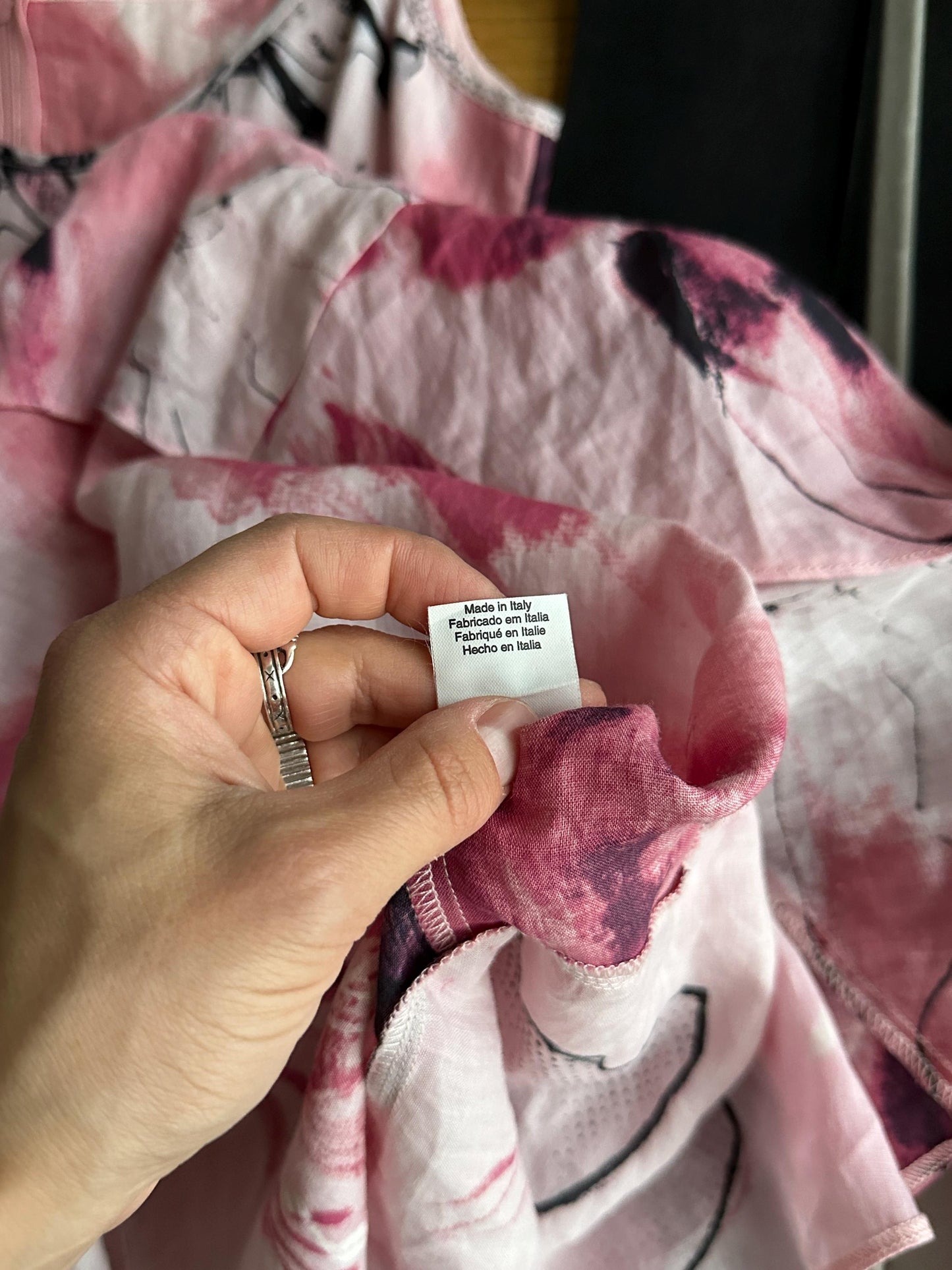Vintage Floral Slip Linen Dress in Pink