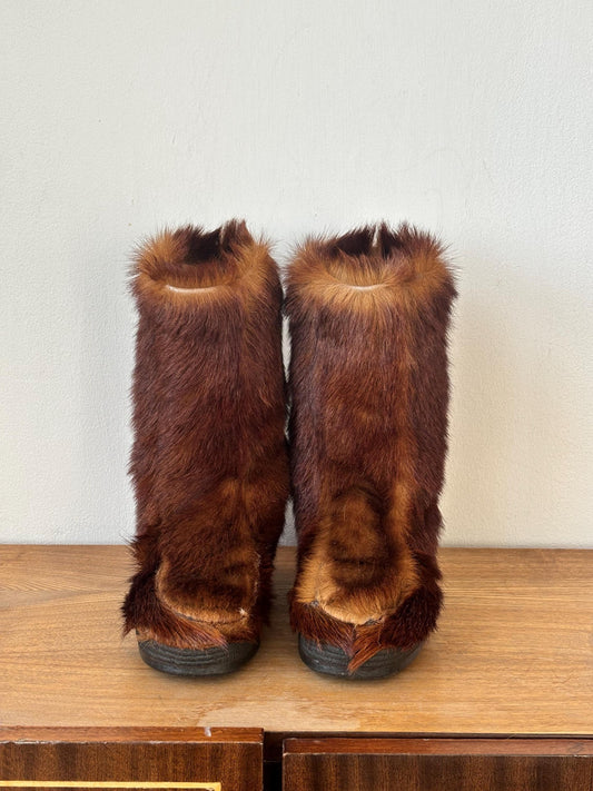 Vintage Snowman wool boots in brown, size EUR 38