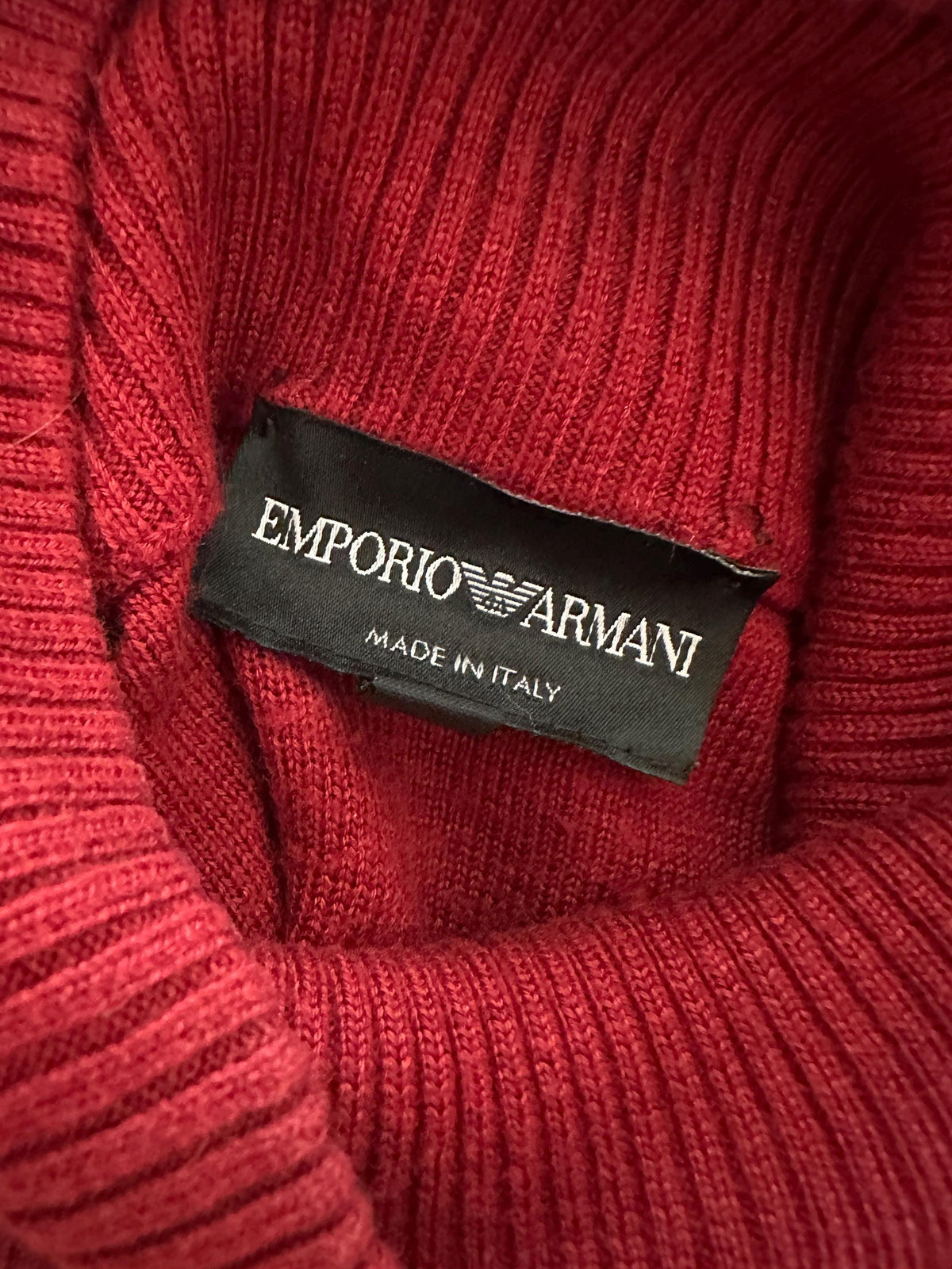 Vintage Emporio Armani Burgundy Sleeveless Turtleneck Top