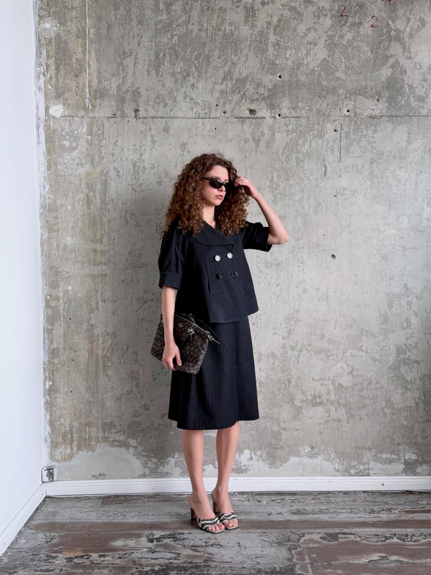 Vintage Sonia Rykiel Black Cotton Jacket | French Designer Cropped Coat