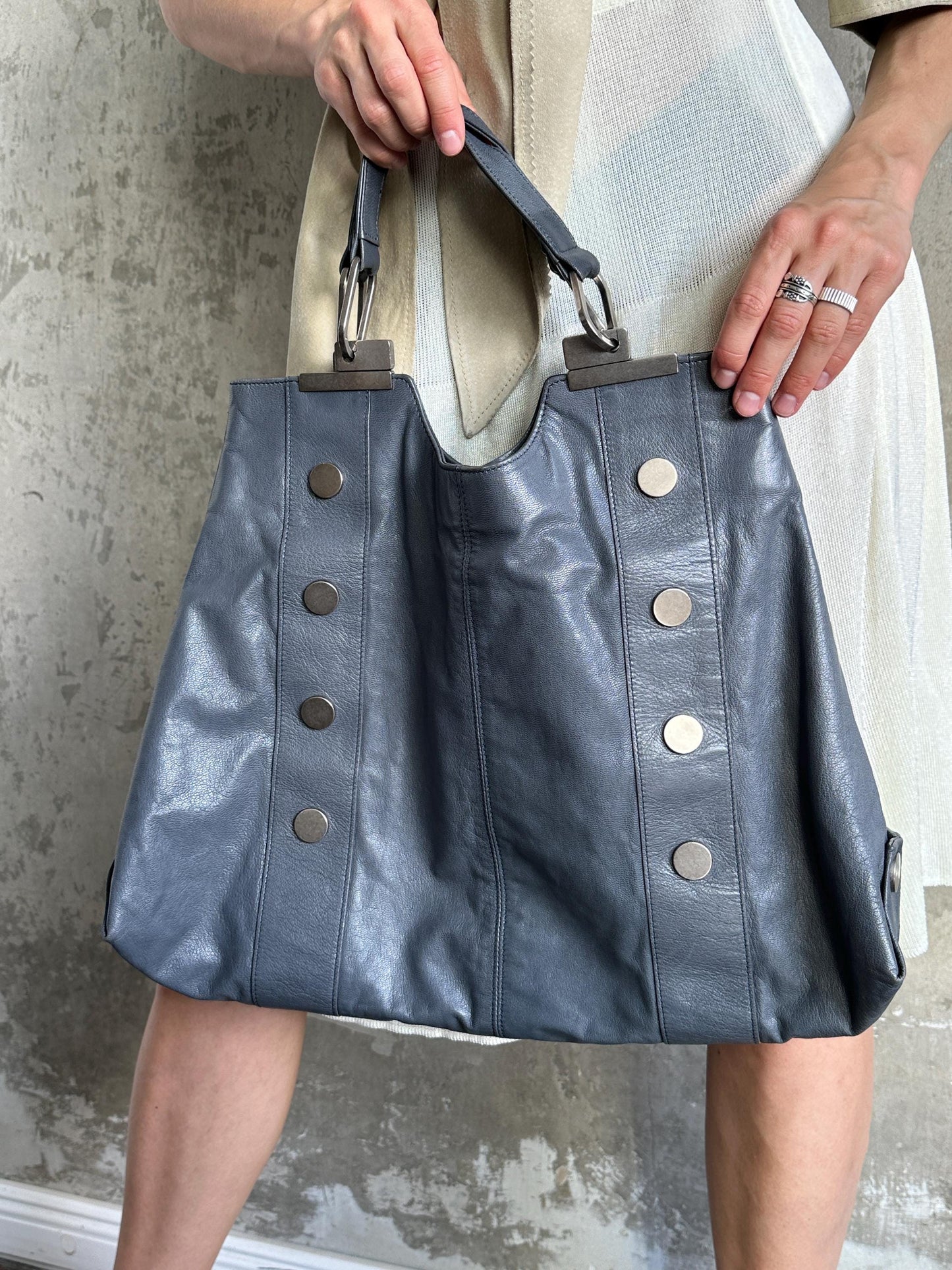 Vintage Balenciaga Grey Leather Tote Bag