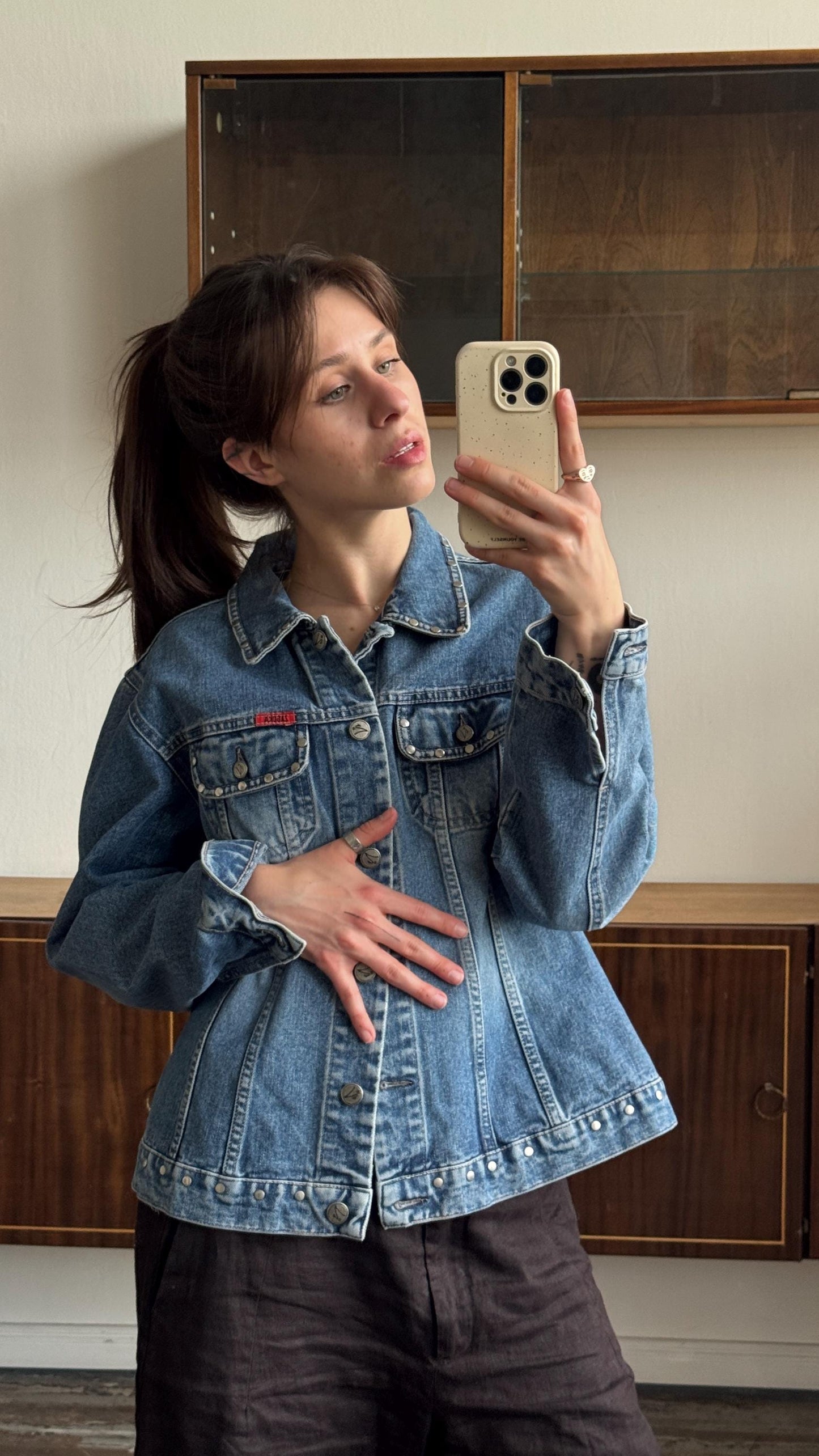 Vintage oversized denim jeans jacket in blue