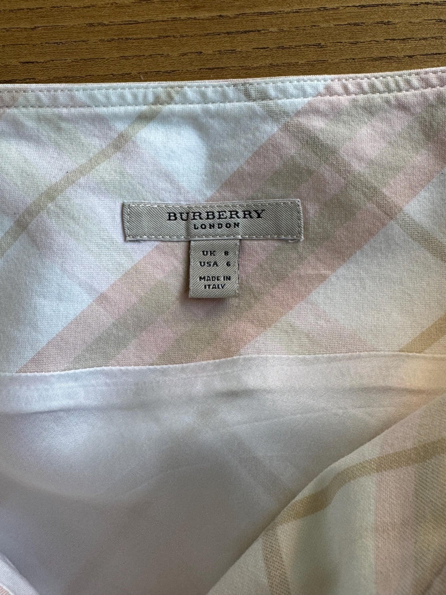 Vintage Burberry London Check Pencil Skirt in Blush Pink