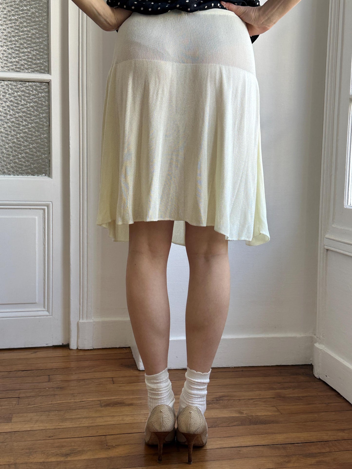 Vintage Emporio Armani Knit Skirt in Light Yellow/Butter
