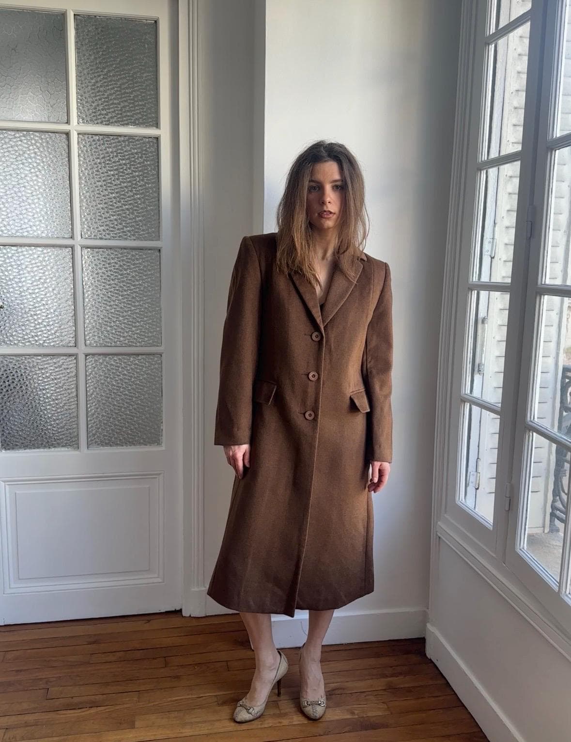 Vintage Cashmere and Wool Coat In Brown