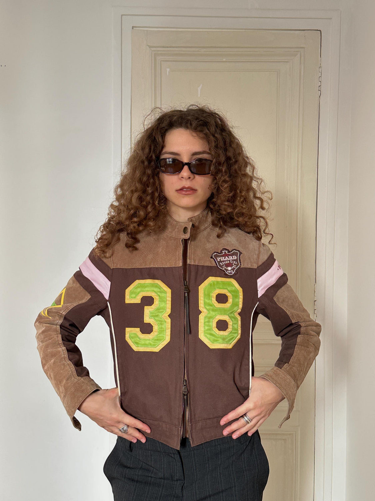 Vintage Y2K Phard Racer Jacket 38 in Brown Suede Leather