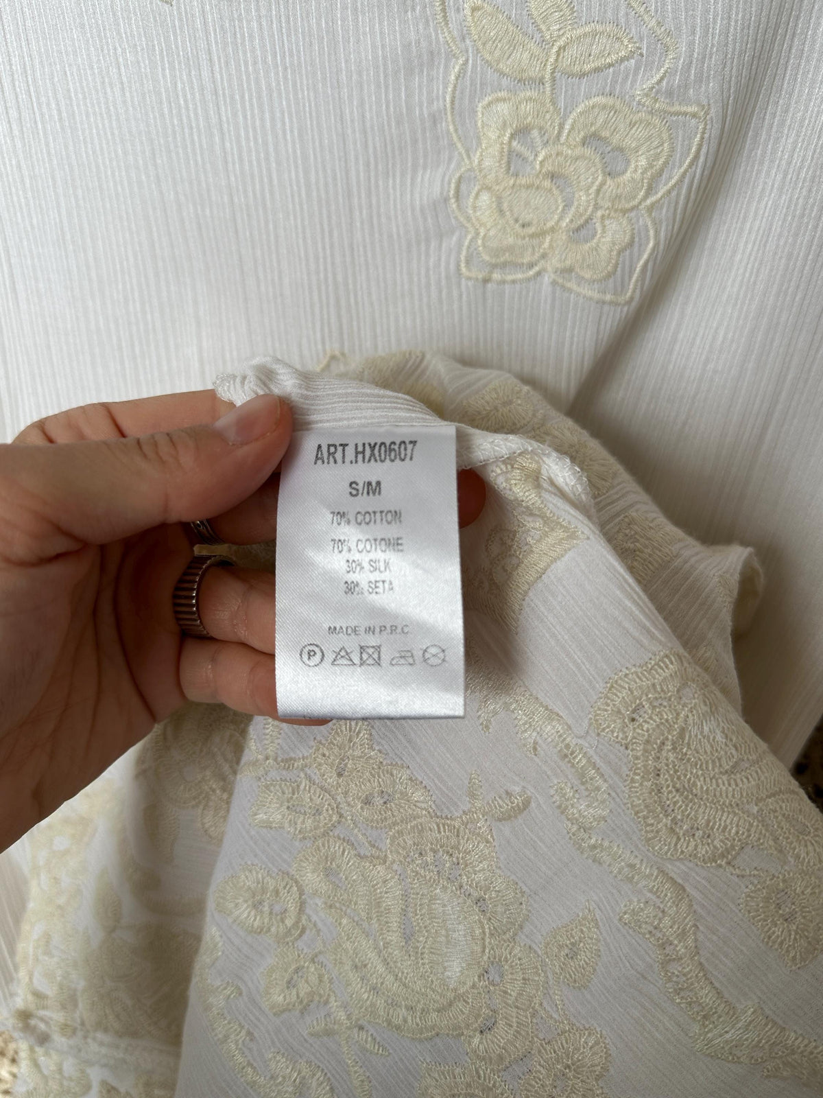 Vintage White Silk Floral Tunic | Embroidered Romantic Dress