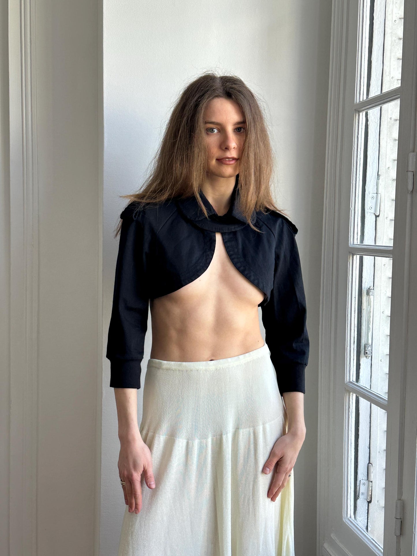 Vintage Sisley Ultra-Short Bolero Jacket in Black