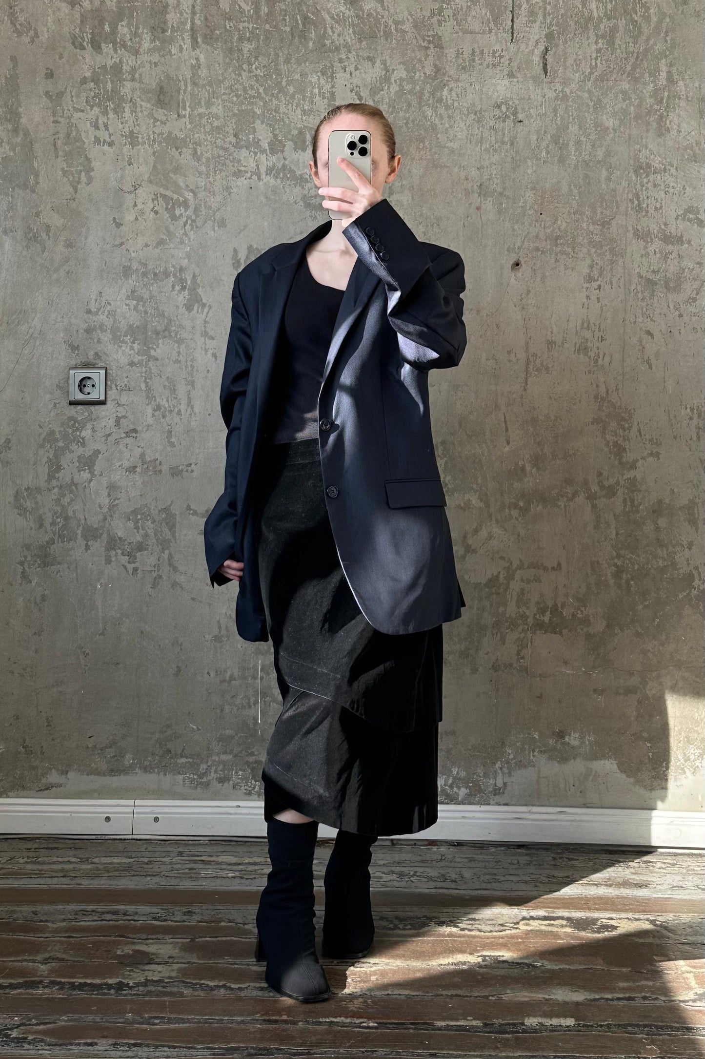 Vintage classic oversized viscose jacket blazer in dark blue