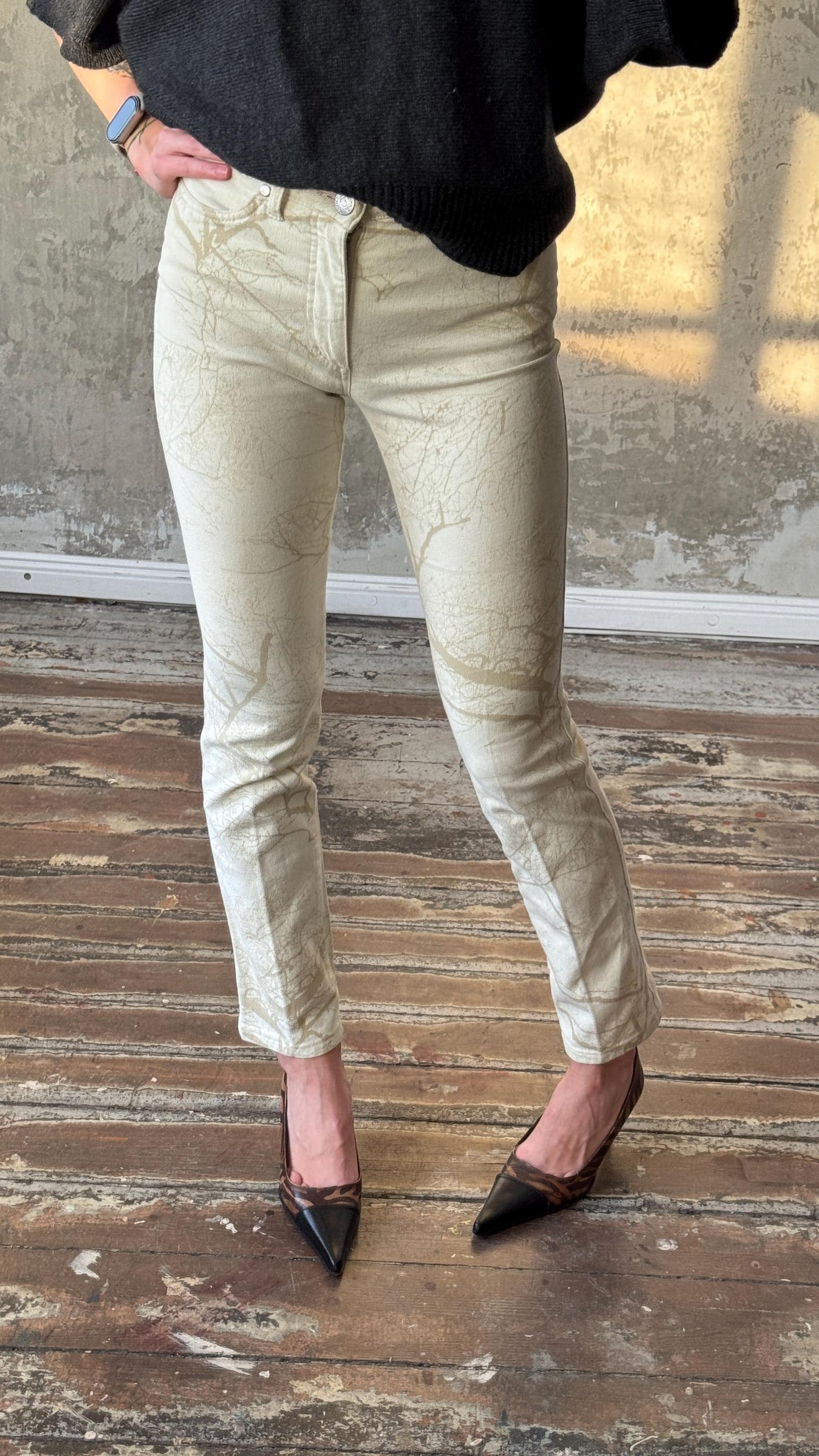 Vintage Roberto Cavalli 2000s cream paisley print jeans