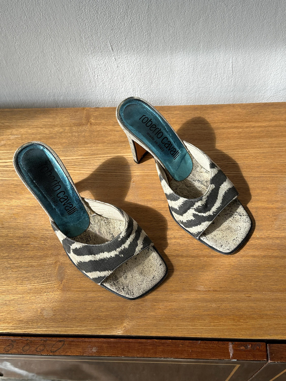 Vintage Roberto Cavalli Zebra Print Mules I US 6.5