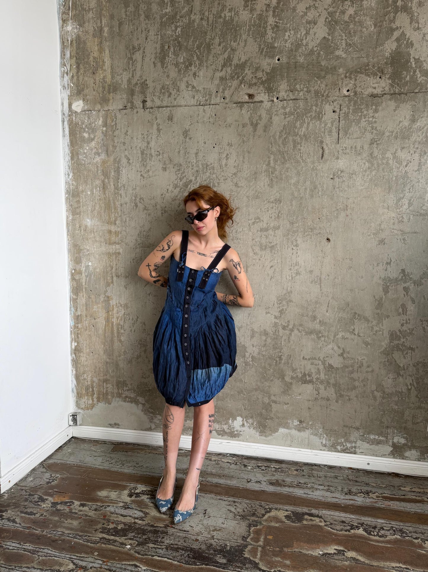 Vintage Jean de Marithé + François Girbaud Avant Garde Utility Dress in Blue