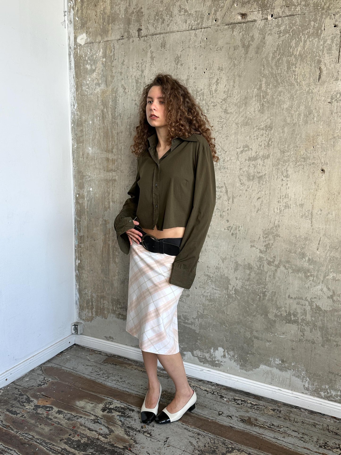 Vintage Burberry London Check Pencil Skirt in Blush Pink