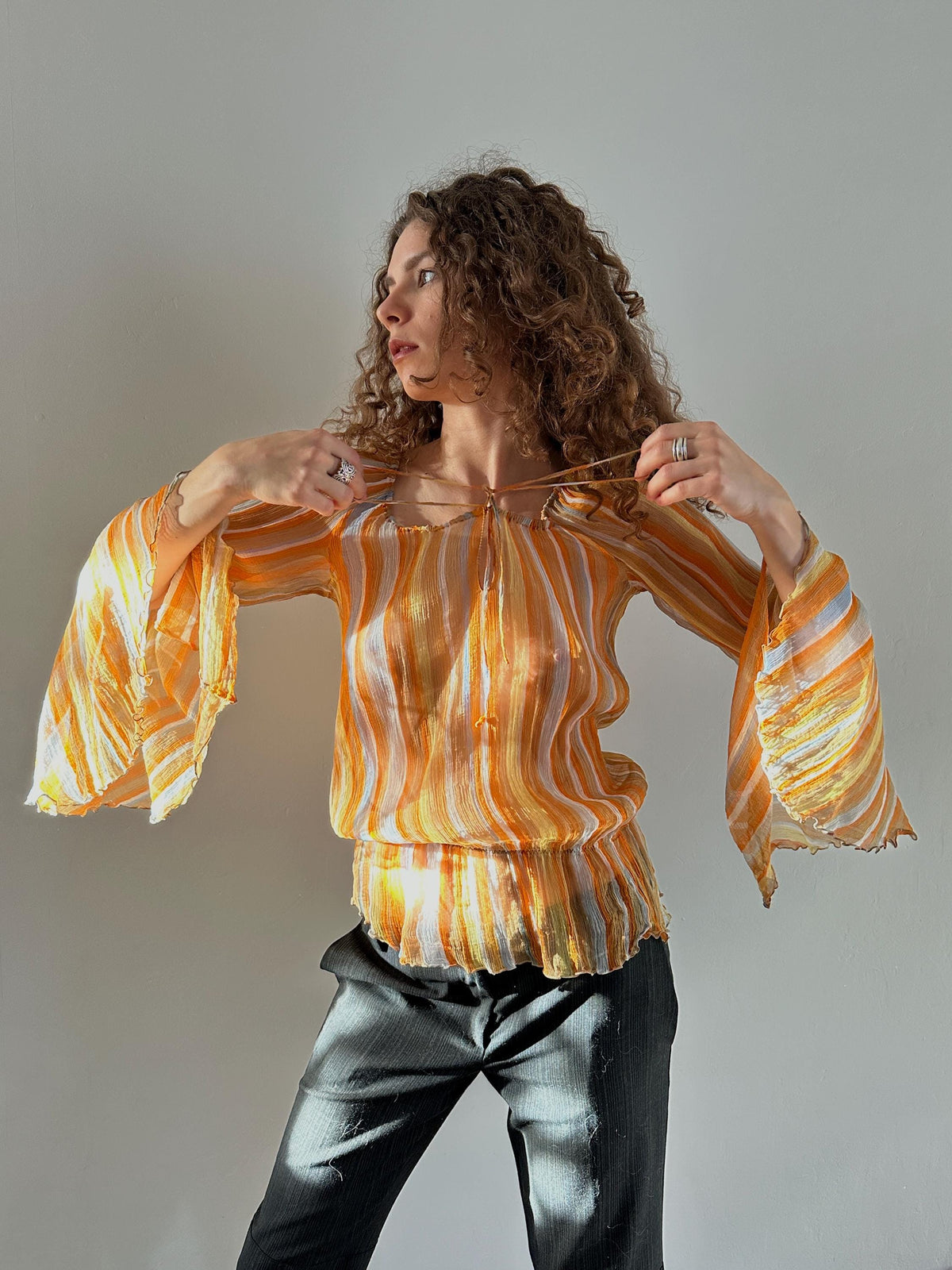 Vintage Moschino Cheap and Chic Silk Blouse in Orange